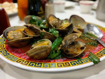 Close-up of seafood in plate