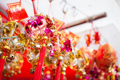 Close-up of decoration hanging in shop