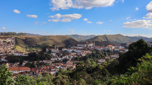 High angle view of townscape against sky