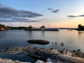 Scenic view of sea against sky during sunset