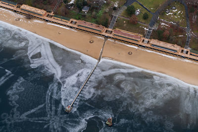 High angle view of bridge over river