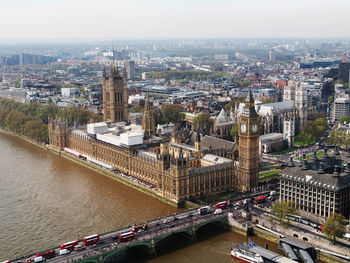 Aerial view of cityscape against sky