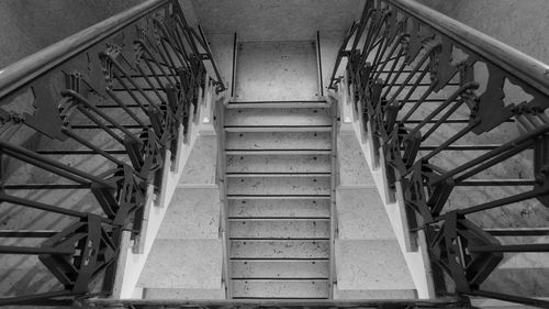 High angle view of spiral staircase in building