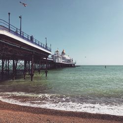 Scenic view of sea against clear sky