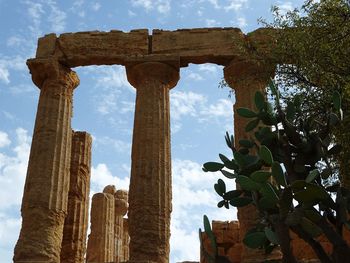 Low angle view of ruined columns