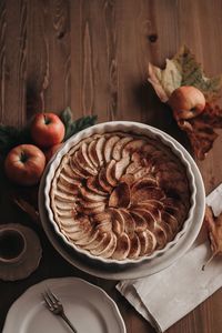 High angle view of dessert on table