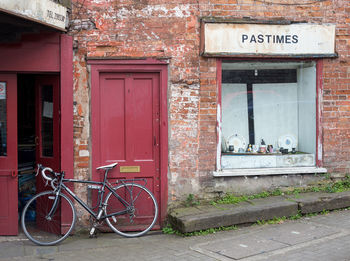 Bicycle against building