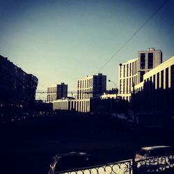 View of buildings against clear sky