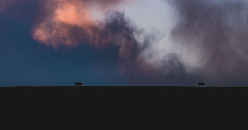 Scenic view of silhouette field against sky