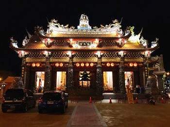 Illuminated building at night