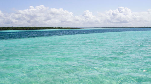 Scenic view of seascape against cloudy sky