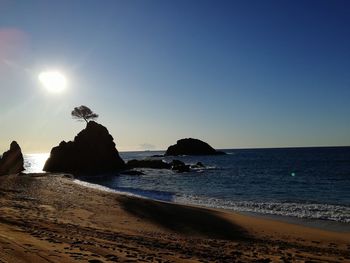 Scenic view of sea against clear sky