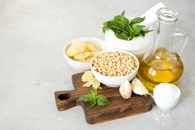 High angle view of food on table