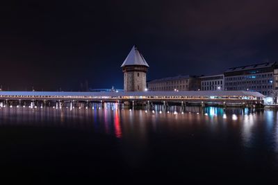 Chapel bridge at night lucerne switzerland