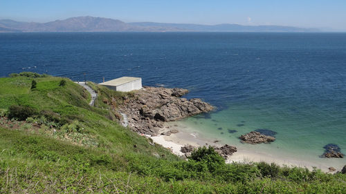 High angle view of beach against sky