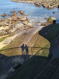 High angle view of rocks on beach