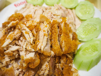 High angle view of meal served in plate