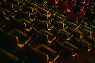 High angle view of empty chairs