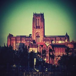 Low angle view of building against clear sky