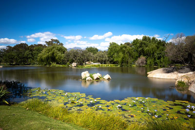Scenic view of lake against sky