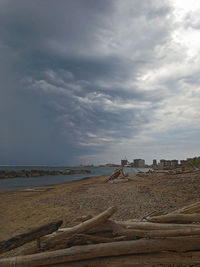 Scenic view of beach against sky