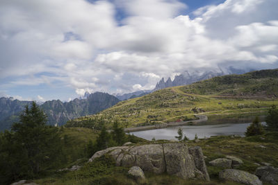 Mountains with sky in background