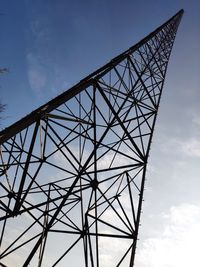 Low angle view of silhouette metallic structure against sky