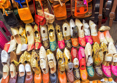 Full frame shot of shoes for sale