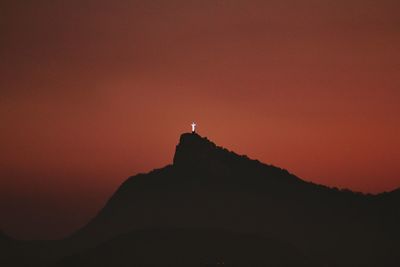 Scenic view of mountains at sunset