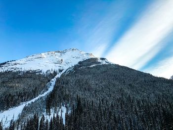 Scenic view of snowcapped mountains against blue sky