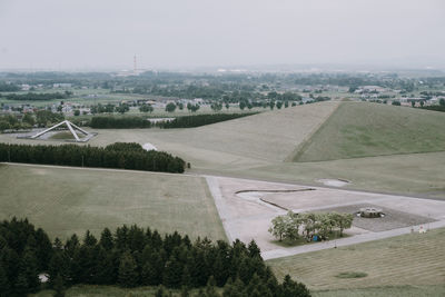 High angle view of landscape against sky