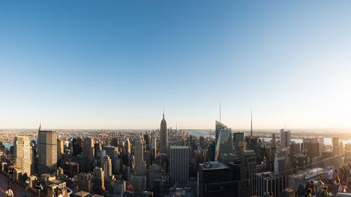 View of cityscape against clear sky