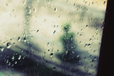 Close-up of wet window in rainy season