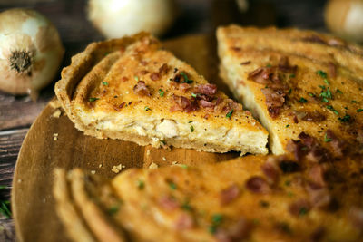 Close-up of pizza on table