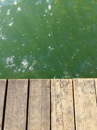 High angle view of pier over lake