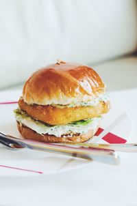 Close-up of dessert in plate on table