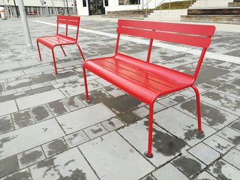 Empty chairs in snow