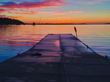 Scenic view of sea against sky at sunset