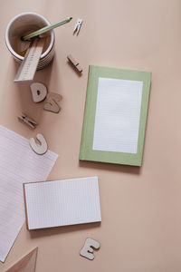 Directly above shot of objects on table