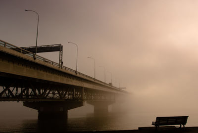 Low angle view of bridge over sea against sky