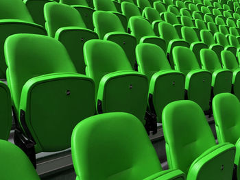 Full frame shot of green chairs