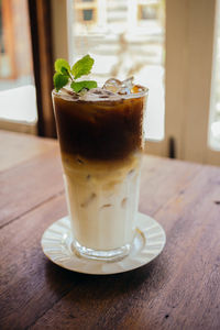 Close-up of drink in glass on table