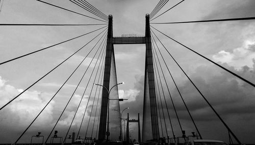 Low angle view of suspension bridge