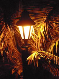 Close-up of illuminated lighting equipment