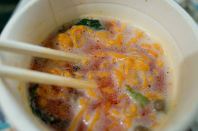 Close-up of soup in bowl