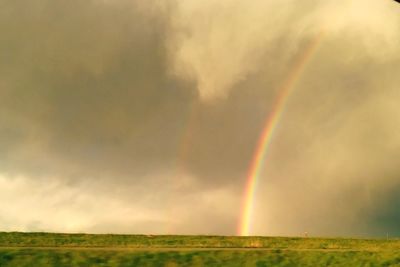Scenic view of rainbow against sky