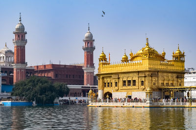 Beautiful view of golden temple - harmandir sahib in amritsar, punjab, india, famous indian sikh