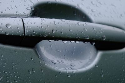 Close-up of raindrops on glass window