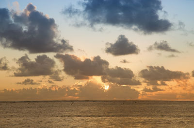 Scenic view of sea against sky at sunset