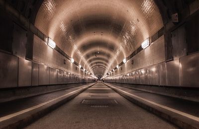 Illuminated tunnel in hamburg